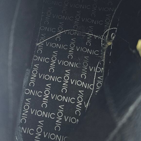 Vionic Ankle Boot Sneakers Women's Size 9.5 Black Mitzi Suede Comfort Strappy - Picture 12 of 13